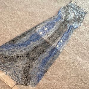 Fab’rik Maxi Dress | Color: Light Blue w/ White and Black | Size: S